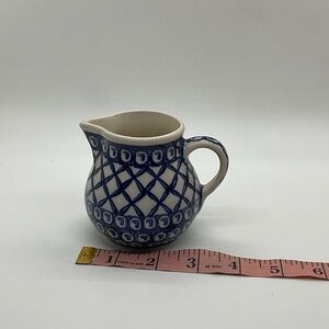 Boleslawiec Polish Pottery Blue and White Ceramic Mini Pitcher